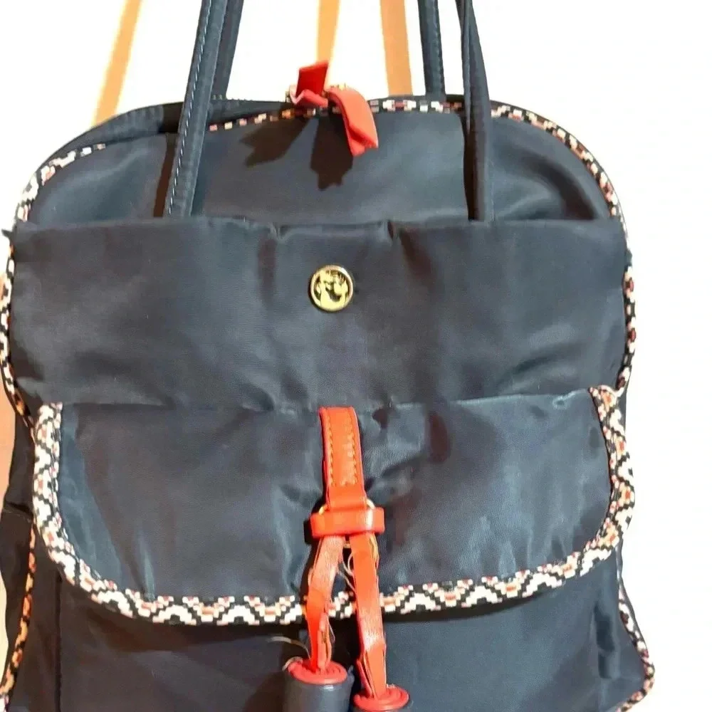 Spartina 449 navy blue nylon shoulder/backpack bag - Picture 3 of 9
